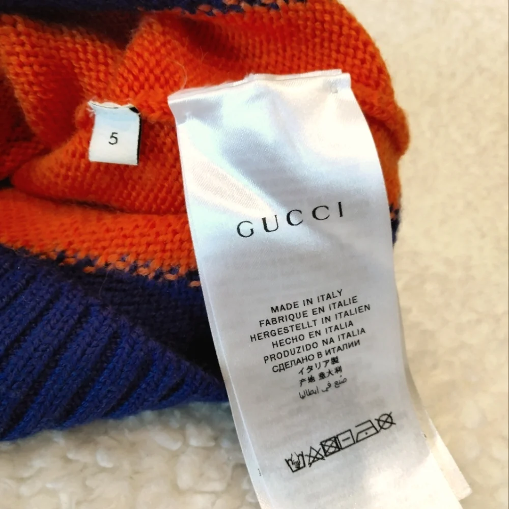 Gucci kids orange blue UFO spaceship diamond print wool sweater size 5 - Picture 7 of 7